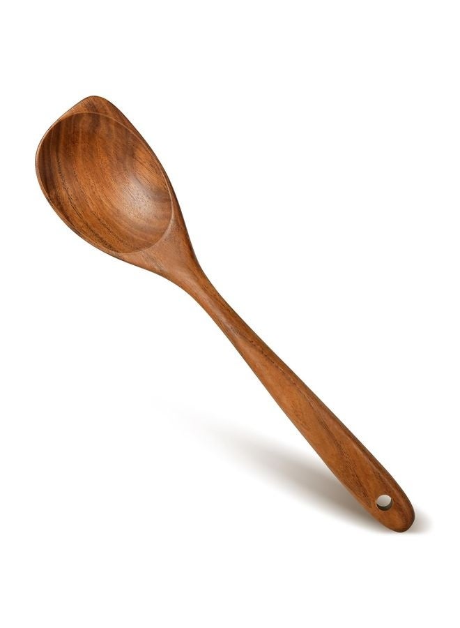 HOMESTAR Wooden Spoons for Cooking, Natural Premium Teak Wood Corner Spoon, Good Grip Large Wooden Spoons and Wooden Spatula, Heat Resistant Wooden Cooking Utensils for Nonstick Cookware Cooking Gifts - Image 1