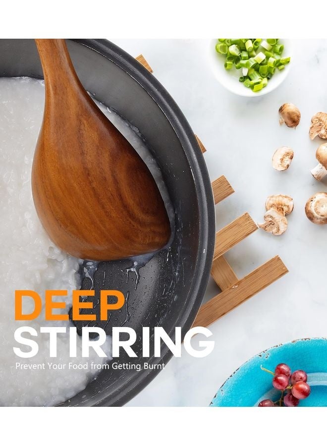 HOMESTAR Wooden Spoons for Cooking, Natural Premium Teak Wood Corner Spoon, Good Grip Large Wooden Spoons and Wooden Spatula, Heat Resistant Wooden Cooking Utensils for Nonstick Cookware Cooking Gifts - Image 3