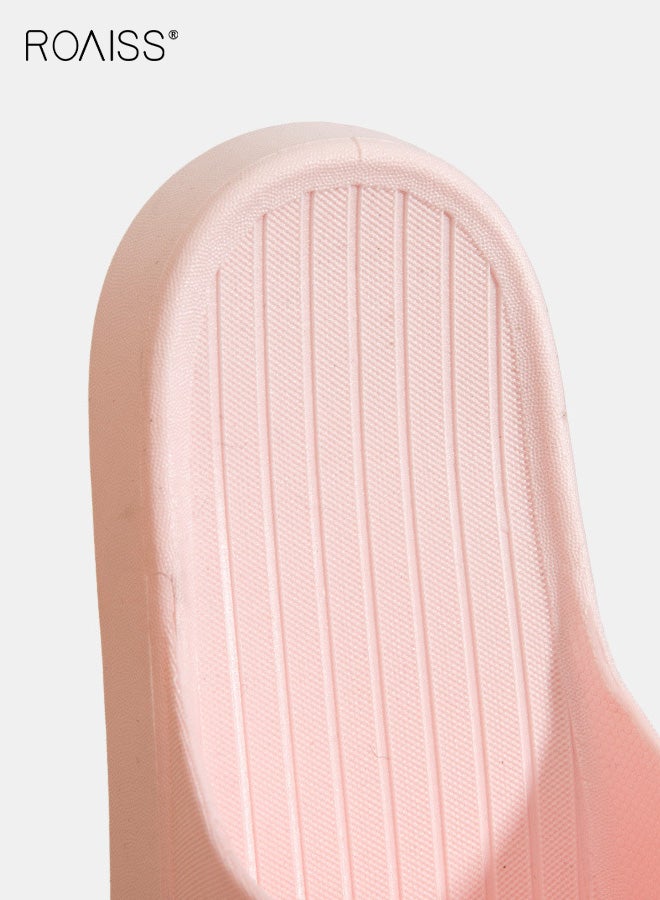roaiss Anti-slip Slippers, Soft Breathable Bathroom Slippers, Unisex Couple's Home Shoes, Indoor/Outdoor Wear Soft-Soled Durable Shock-Absorbing PVC Flip-Flops, Pink - Image 3