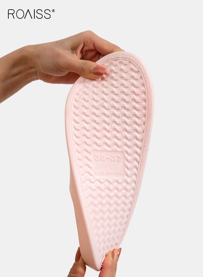 roaiss Anti-slip Slippers, Soft Breathable Bathroom Slippers, Unisex Couple's Home Shoes, Indoor/Outdoor Wear Soft-Soled Durable Shock-Absorbing PVC Flip-Flops, Pink - Image 2