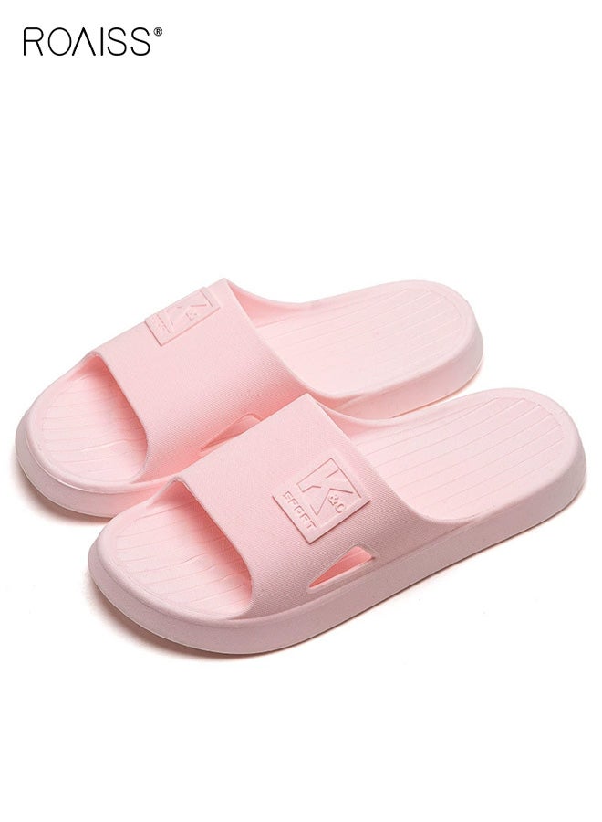 roaiss Anti-slip Slippers, Soft Breathable Bathroom Slippers, Unisex Couple's Home Shoes, Indoor/Outdoor Wear Soft-Soled Durable Shock-Absorbing PVC Flip-Flops, Pink - Image 1