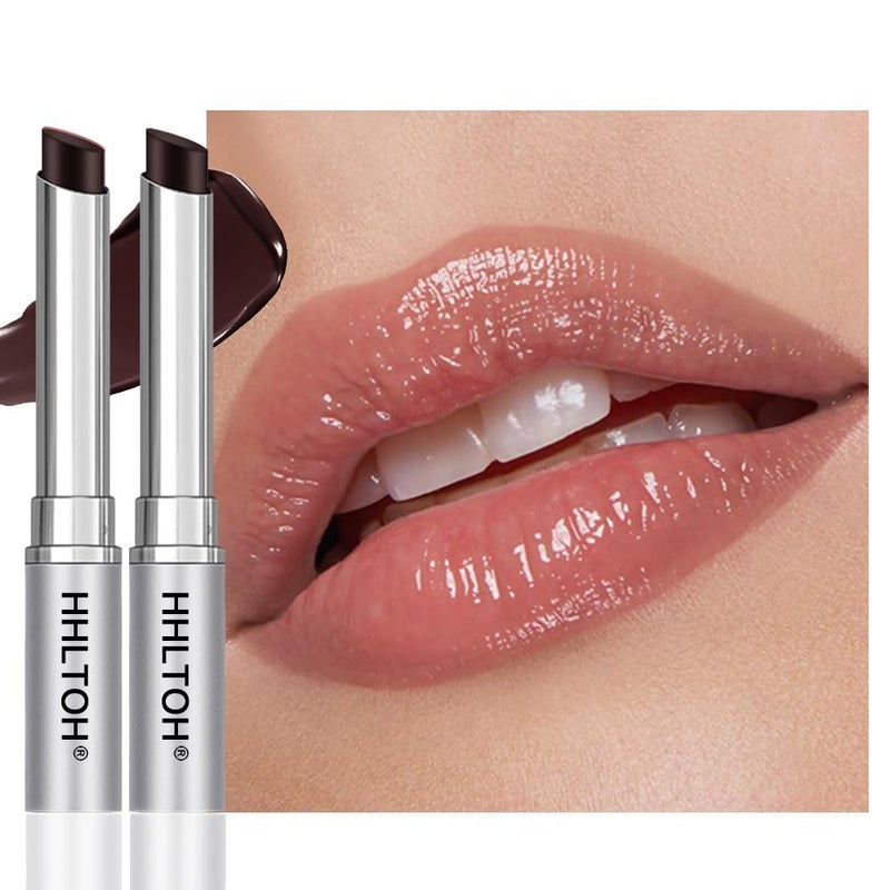 HHLTOH Honey Butter Lipstick Tinted Lip Balm, Shine Moisturizing Plumper Lipstick for Women, Natural Nourishing Hydrating Lip Gloss Stain for Dry Lips, Lightweight Lip Liner Care Makeup, Vegan - 2Pc Black - Image 1