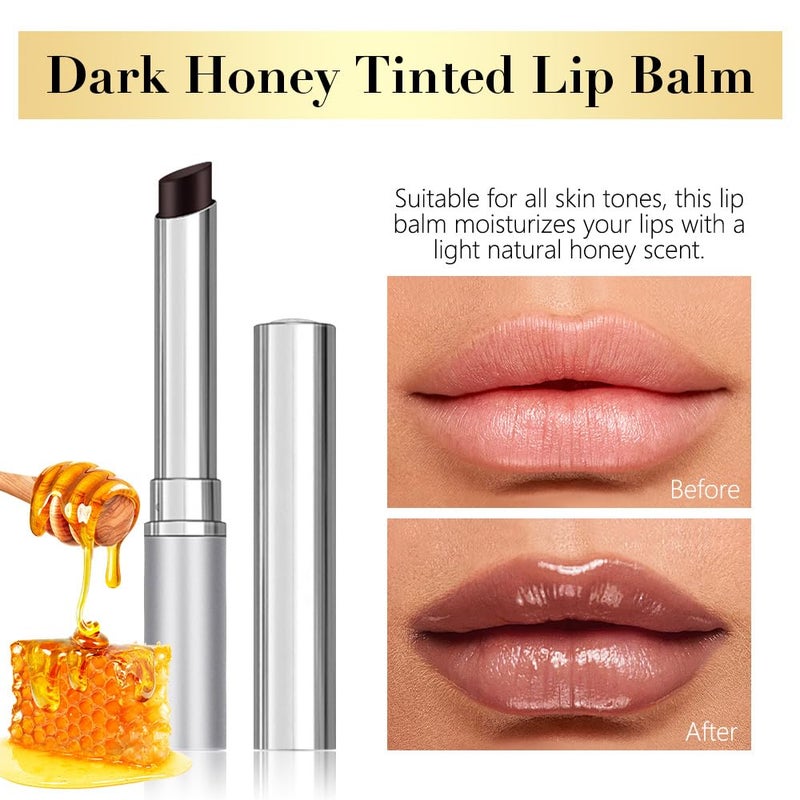 HHLTOH Honey Butter Lipstick Tinted Lip Balm, Shine Moisturizing Plumper Lipstick for Women, Natural Nourishing Hydrating Lip Gloss Stain for Dry Lips, Lightweight Lip Liner Care Makeup, Vegan - 2Pc Black - Image 2