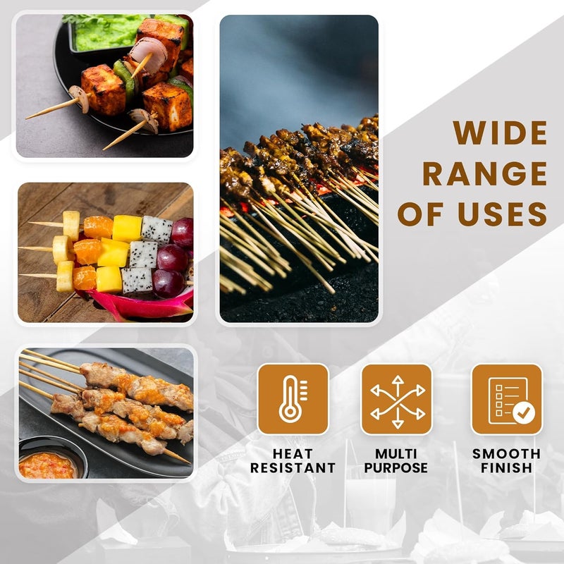 DecorRack 12" Natural Bamboo Skewers Sticks, 100 Wood Skewers for Grilling, BBQ, Kabob, Appetizers, Fruits, Smores, Cocktail, Brunch, Fondue Sticks, Barbeque, DIY Crafting, 12 inch (100 pack) - Image 5