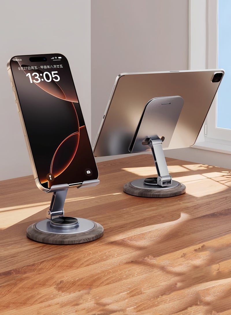 Mobile phone holder, gray office desktop mobile phone holder, imitation wood grain tablet holder, suitable for 4-10 inch mobile phones, iPad  - Image 2