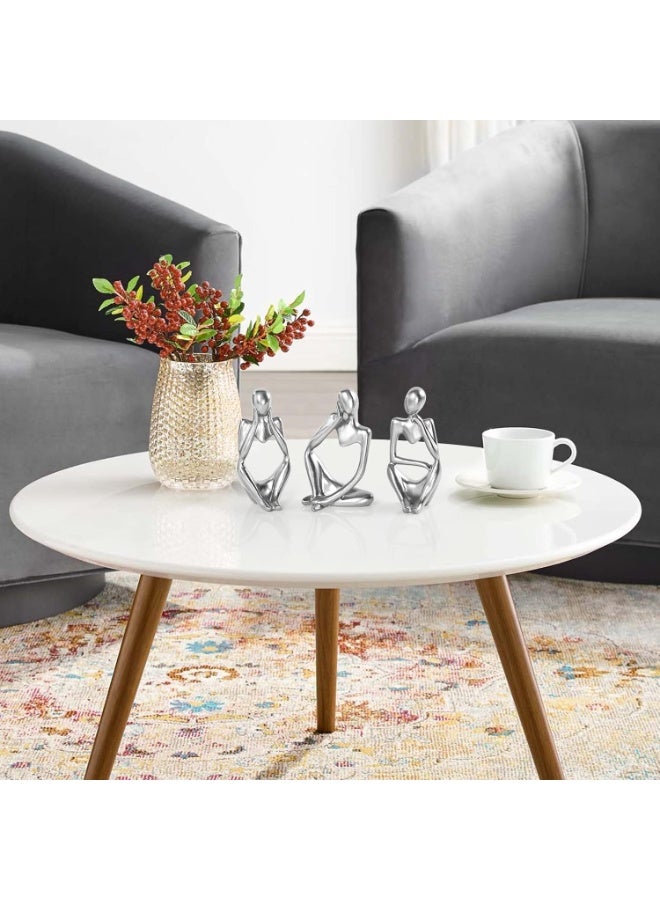 تمثال المفكر الفضي، منحوتات تجريدية لديكور المنزل، تماثيل راتنجية عصرية، زخارف فضية لرفوف الكتب، طاولات القهوة، الأرفف، سطح المكتب، ديكور المكاتب، تماثيل فنية قابلة للتحصيل - Image 3