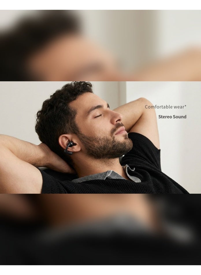 Starfire Open Bluetooth Earphones Luxury Leather Texture Case V6.0 Wireless IPX4 Waterproof Stereo Sound Black TWS Earbuds - Image 5