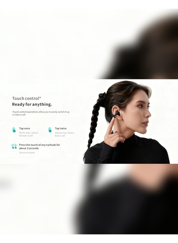 Starfire Open Bluetooth Earphones Luxury Leather Texture Case V6.0 Wireless IPX4 Waterproof Stereo Sound Black TWS Earbuds - Image 4