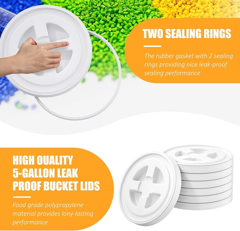 AODESTINY 4 Pieces 5 Gallon White Bucket Lids, 12inch Leak-proof Plastic Seal Screw Top Airtight Lids, Reusable Drum & Pail Lid for Pet Food Storage, Home Paint Storage and Industrial Storage Buckets - Image 5