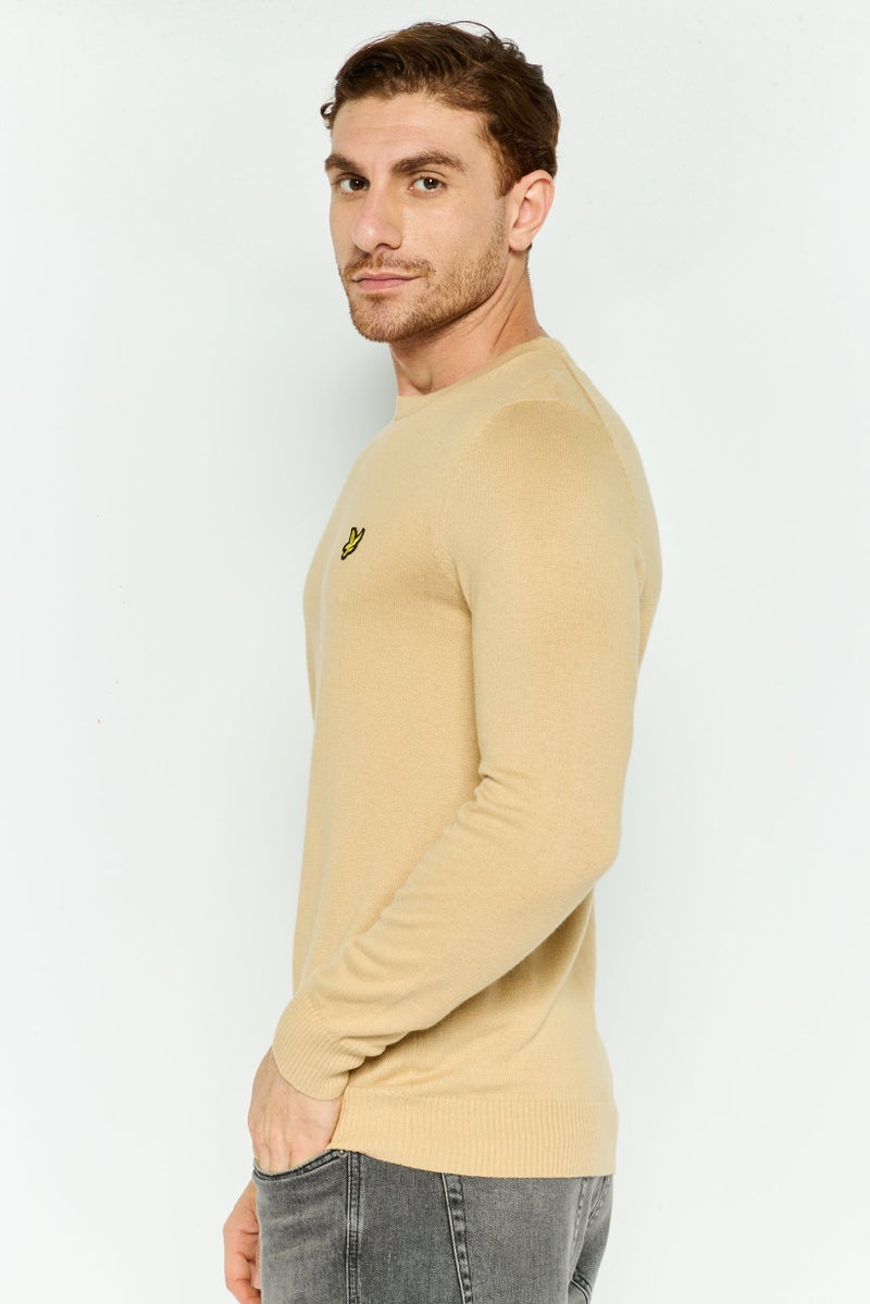 Lyle & Scott سويت شيرت رجالي بياقة دائرية بأكمام طويلة محبوك، بني - Image 3