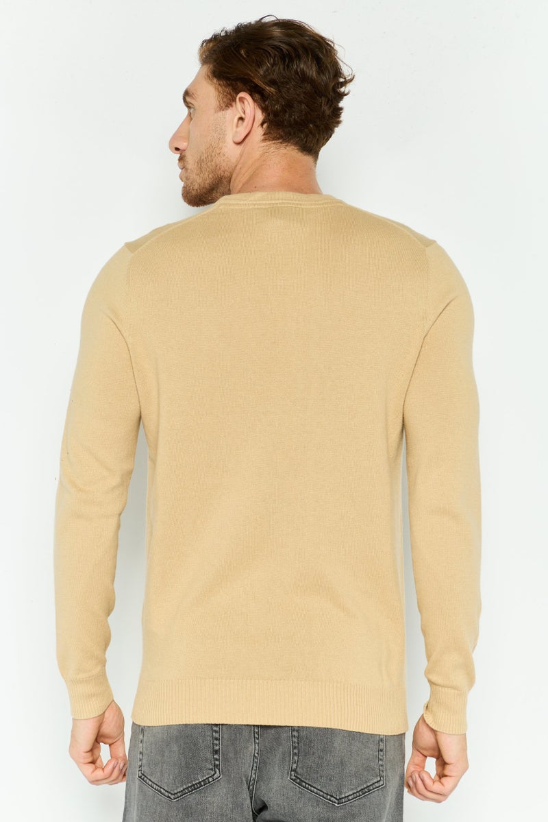 Lyle & Scott سويت شيرت رجالي بياقة دائرية بأكمام طويلة محبوك، بني - Image 4