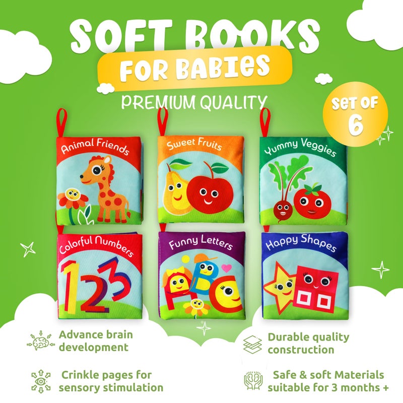 BabyBibi Cloth Books for Babies - Set of 6 Premium Quality Soft Touch & Feel Books for Early Child Development - Image 2