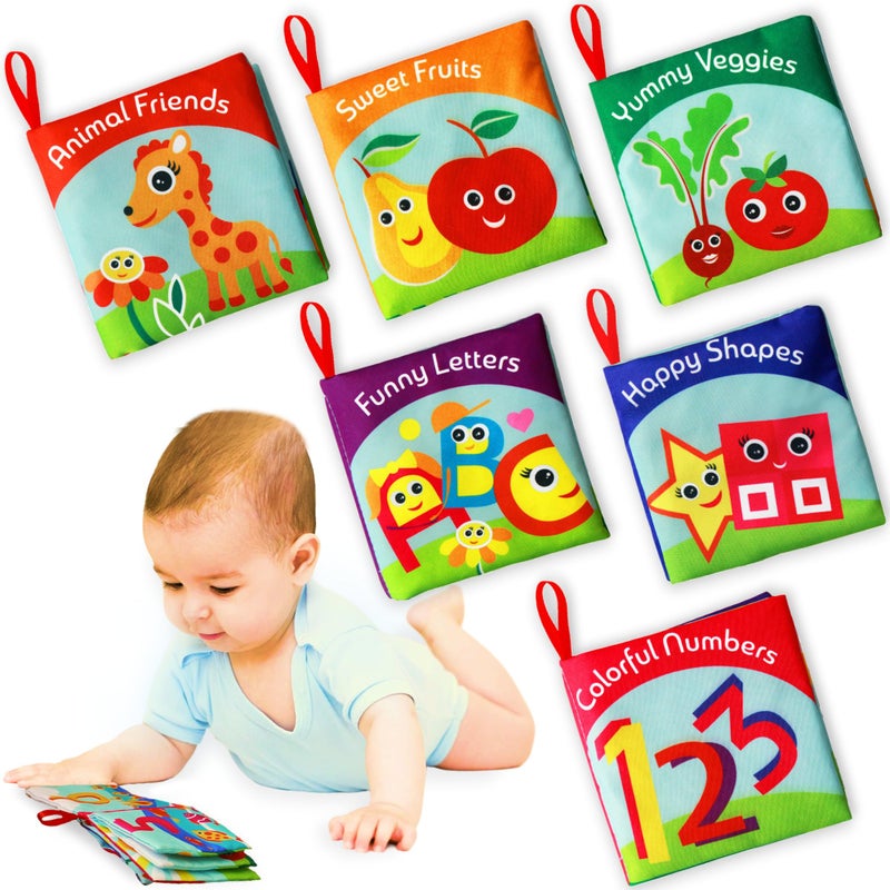 BabyBibi Cloth Books for Babies - Set of 6 Premium Quality Soft Touch & Feel Books for Early Child Development - Image 1