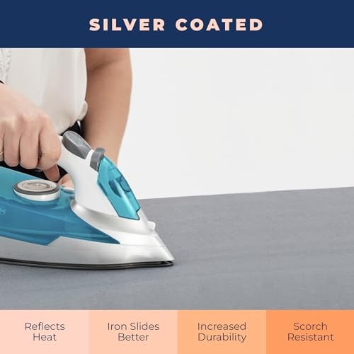 happhom Ironing Board Cover and Pad Extra Thick Heavy Duty Padded 4 Layers, Silver Coated Ironing Board Cover, Non Stick Scorch and Stain Resistant Standard Size 15x54 Inch with Elasticized Edges - Image 4