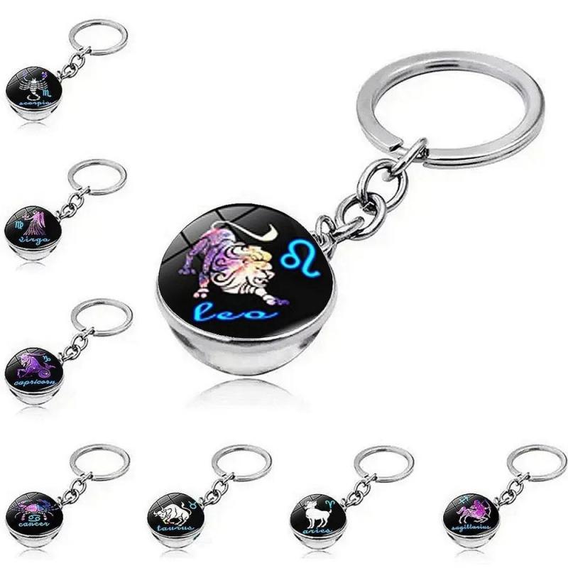 Luminous Zodiac Keychain: Aquarius Glass Ball Pendant - Glow-In-The-Dark Charm Constellation Keychain for Astrology Enthusiasts, Everyday Use And Gifting - Image 5