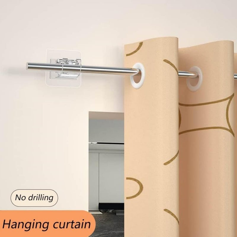 Estervig 8 Pcs SelfAdhesive Curtain Rod Holder Hooks No Drilling Curtain Rod Brackets NailFree Wall Curtain Hangers HeavyDuty Curtain Rod Holders for Bathroom Kitchen and Home Dcor - Image 2