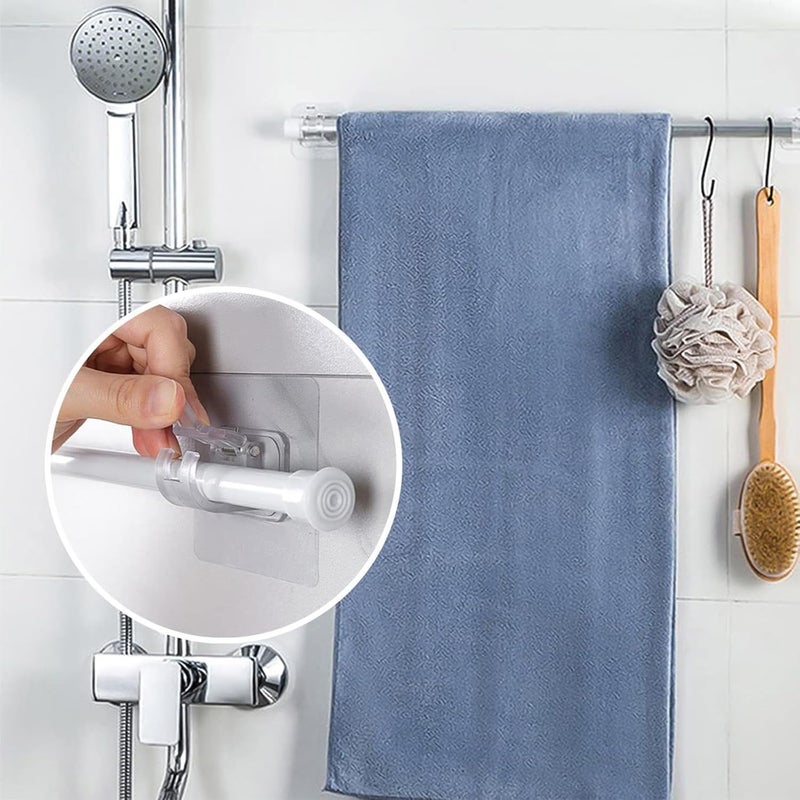 Estervig 8 Pcs SelfAdhesive Curtain Rod Holder Hooks No Drilling Curtain Rod Brackets NailFree Wall Curtain Hangers HeavyDuty Curtain Rod Holders for Bathroom Kitchen and Home Dcor - Image 3