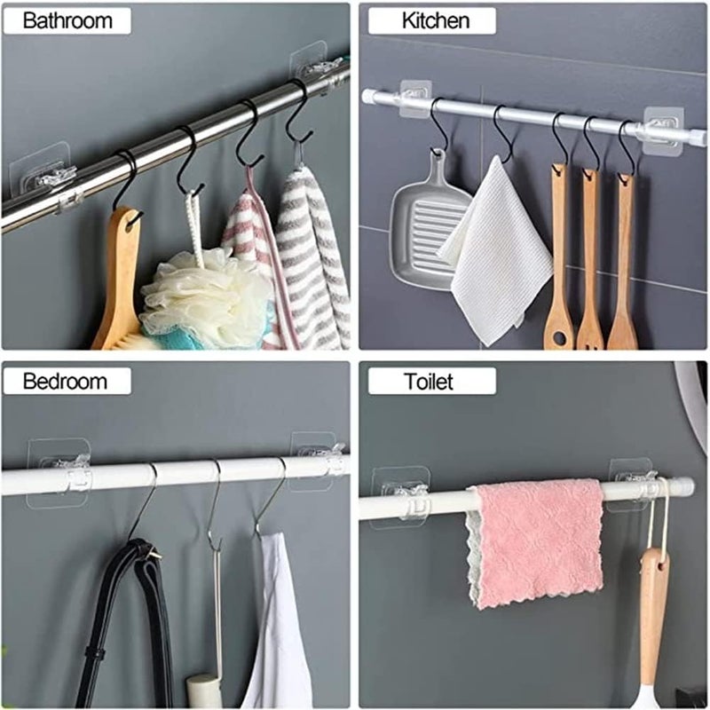 Estervig 8 Pcs SelfAdhesive Curtain Rod Holder Hooks No Drilling Curtain Rod Brackets NailFree Wall Curtain Hangers HeavyDuty Curtain Rod Holders for Bathroom Kitchen and Home Dcor - Image 5