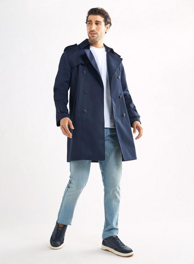 Splash FAV Belt Detail Trench Coat with Pockets and Notch Lapel - Image 2