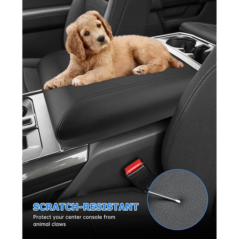 INTGET Car Center Console Armrest Cover for 2024 Ford F150 Accessories Interior 2021 2022 2023 Middle Console Lid Seat Cover Protector Elbow Cushion Pad (Black Stitches, 2021-2024) - Image 5