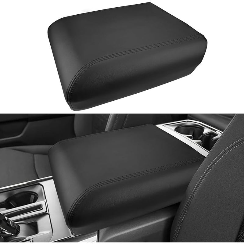 INTGET Car Center Console Armrest Cover for 2024 Ford F150 Accessories Interior 2021 2022 2023 Middle Console Lid Seat Cover Protector Elbow Cushion Pad (Black Stitches, 2021-2024) - Image 1