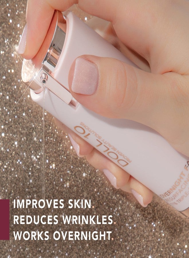 Doll 10 - Smooth Assist Overnight Facial 11% Triple-Acid Resurfacing Serum - Proven Overnight Transformation - Improves Skin Tone, Pores, Wrinkles & More - Vegan, Cruelty Free & No Parabens (1 oz - Image 2