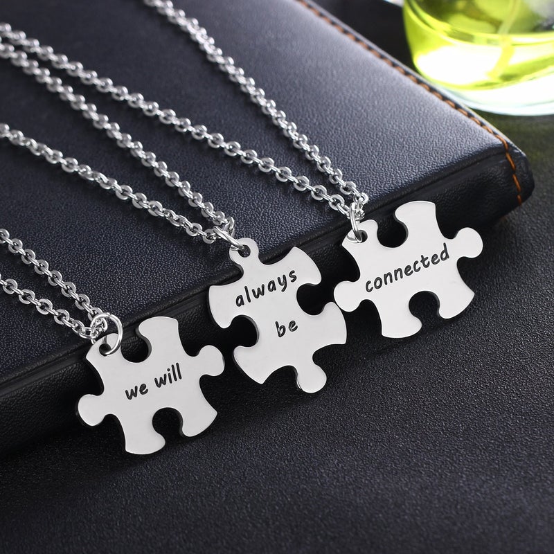YEEQIN 3PCS We Will Always Be Connected Necklace Set, Best Friends Necklace for 3, Friendship Jewelry Gift for Sisters Friends - Image 3