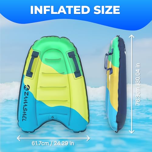 ZAMASMEL Premium Kids Inflatable Boogie Board Lightweight Swimming Floating Surfboard for Beach & Pool Fun Durable Inflatable Bodyboard for Wave Riding Summer Pool Floats & Beach Toys (Multicolor) - Image 4