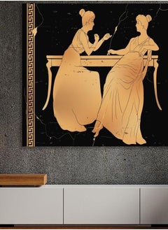 Generic Ancient Greek Girls Canvas Wall Decor Two Women Are Sitting At The Table And Having A Conversation Extra Large Canvas Print Mythology Art  - Image 1