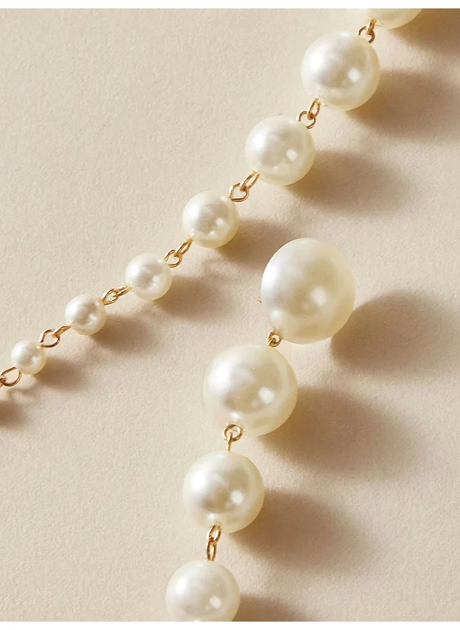 تايك تو Take Two Faux Pearl Drop Earrings