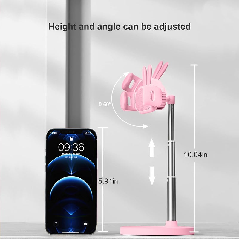 Oatsbasf Cute Chat Stand, Angle Height Adjustable Cell Phone Stand for Desk, Kawaii Phone Holder Stand for Recording, Compatible with iPhone, All Phones (Pink) - Image 5