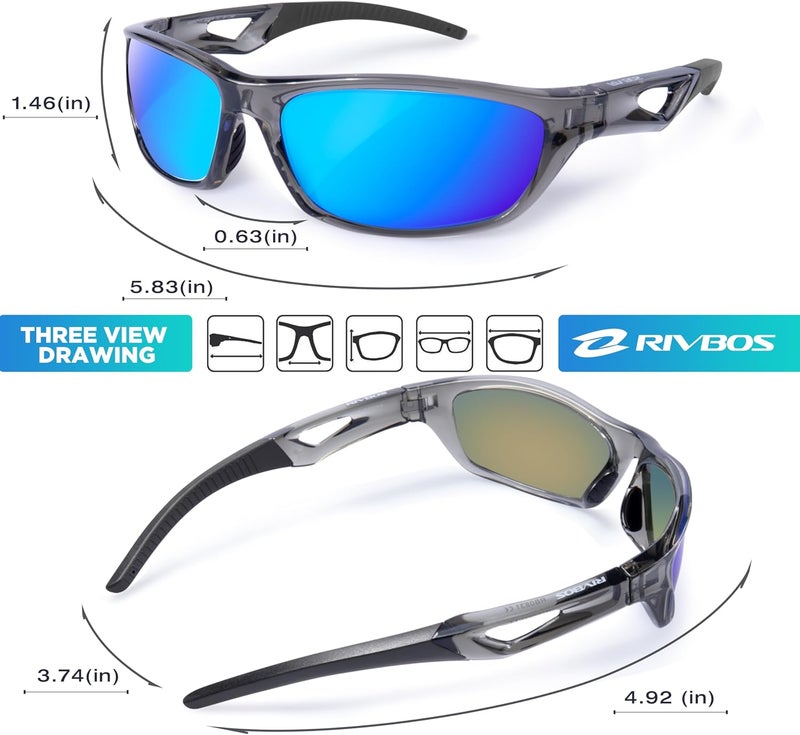 RIVBOS Polarized Sports Sunglasses Driving Sun Glasses Shades for Men Women Tr90 Frame for Cycling Fishing Running RB831 - Image 3