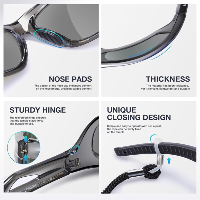 RIVBOS Polarized Sports Sunglasses Driving Sun Glasses Shades for Men Women Tr90 Frame for Cycling Fishing Running RB831 - Image 4
