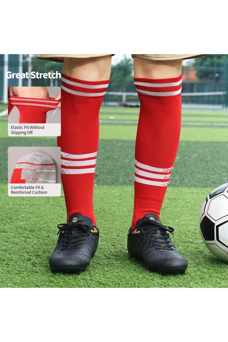 جناح السماء جوارب كرة قدم، جوارب رياضية طويلة للركبة، جوارب رياضية ضاغطة للساق للرجال والنساء، جوارب رياضية سميكة للتدفئة والجري وكرة القدم - أحمر - زوج واحد - Image 2