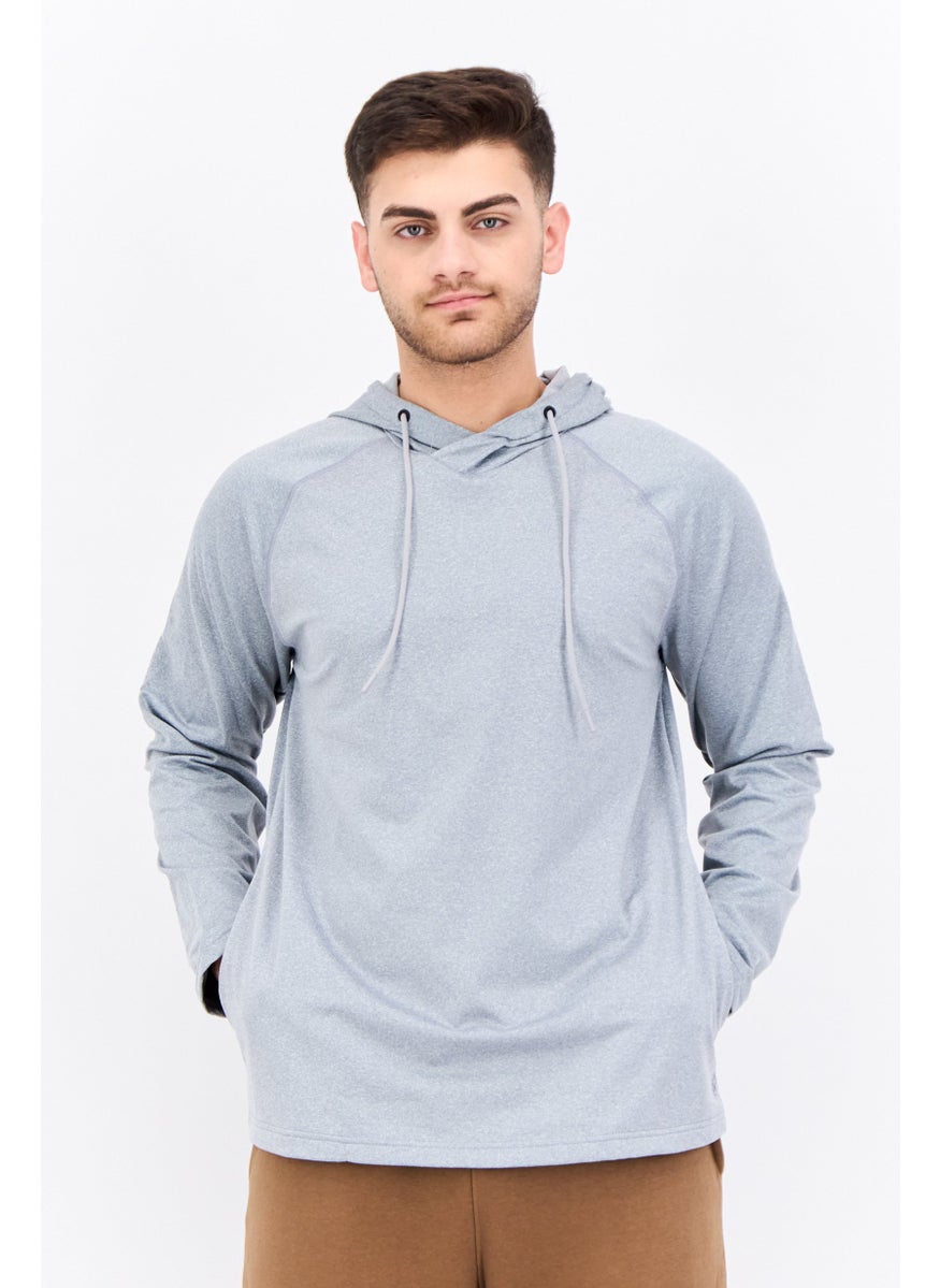 Gaiam Men Slim Fit Long Sleeve Training Hoodies, Grey Heather  - Image 1