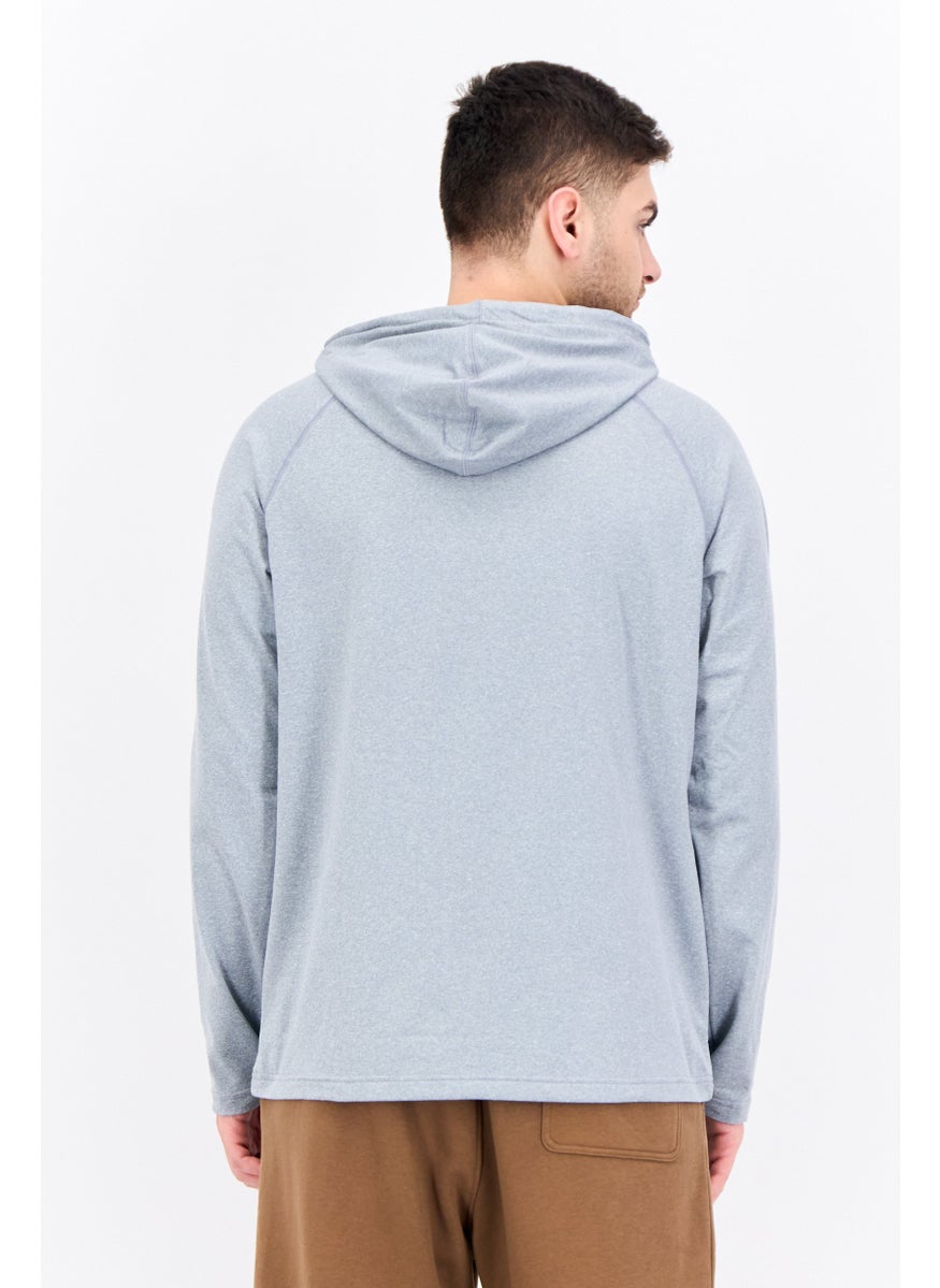Gaiam Men Slim Fit Long Sleeve Training Hoodies, Grey Heather  - Image 3
