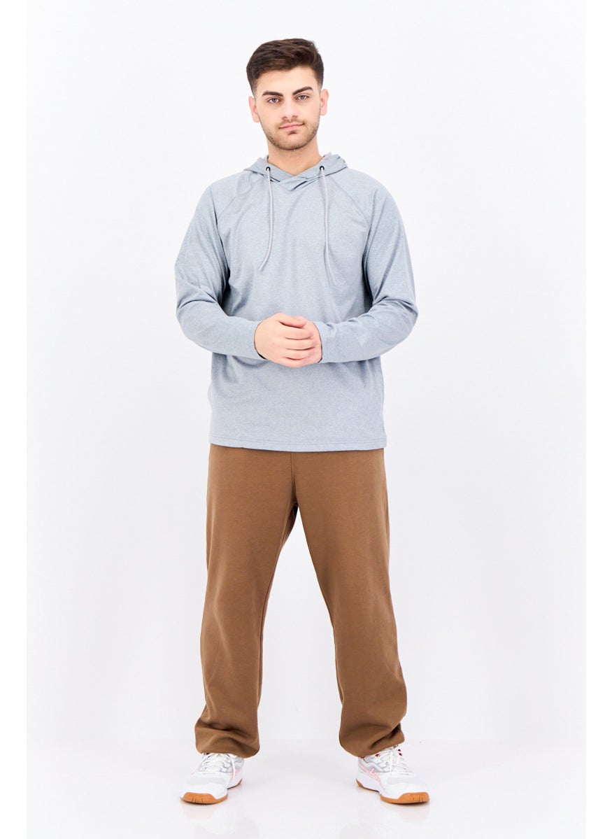 Gaiam Men Slim Fit Long Sleeve Training Hoodies, Grey Heather  - Image 4