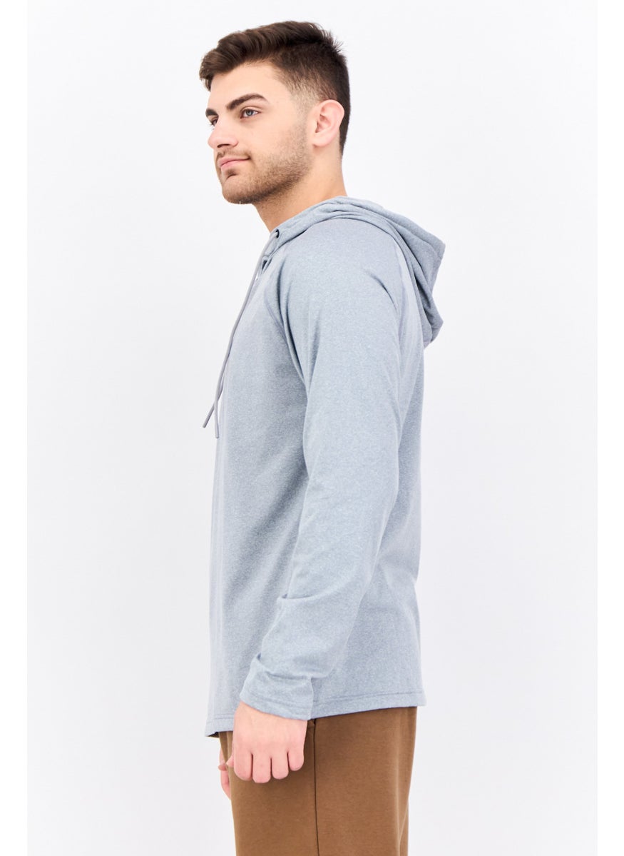 Gaiam Men Slim Fit Long Sleeve Training Hoodies, Grey Heather  - Image 2