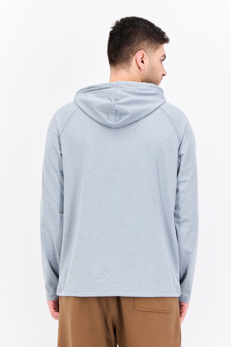 Gaiam Men Slim Fit Long Sleeve Training Hoodies, Grey Heather - Image 3