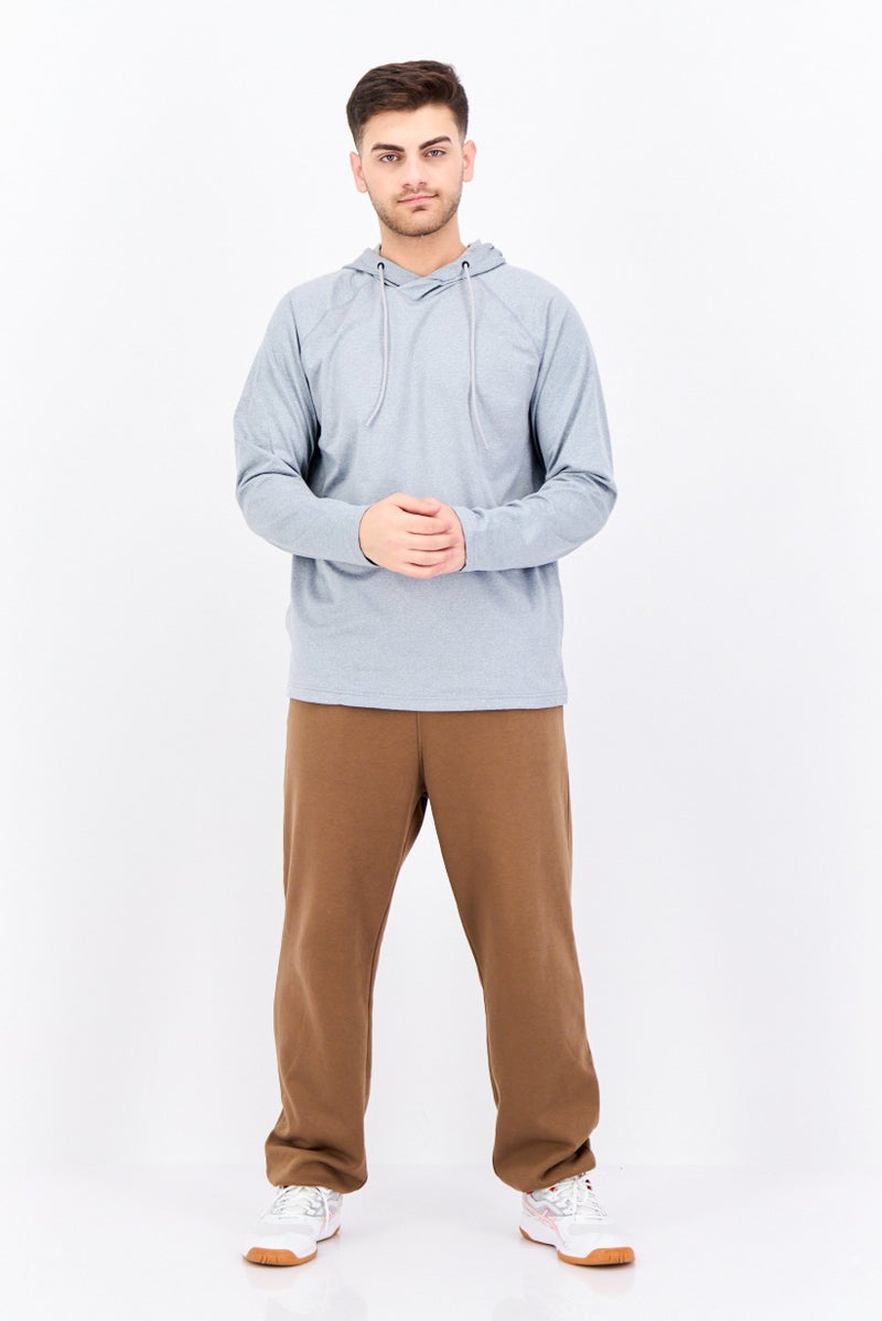 Gaiam Men Slim Fit Long Sleeve Training Hoodies, Grey Heather - Image 4