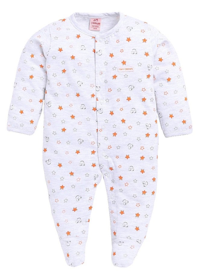 Dollar Junior Tiny Crews Baby Boys & Baby Girls Shoe Romper - Grey Melange, 1-3M - Image 1