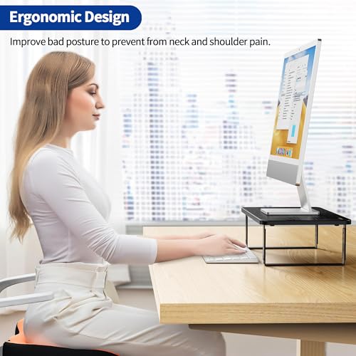 BESIGN MS01 Monitor Stand Riser Height Adjustable Laptop Stand Computer Monitor Stand for Monitor ComputerLaptopPrinter Black - Image 3