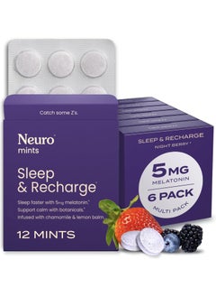 NeuroGum Melatonin 5mg Sleep & Recharge Mints (72 Pieces) - Fast Dissolve Melatonin Sugar Free Mints with Lemon Balm & Chamomile for Better Sleep  - Image 1