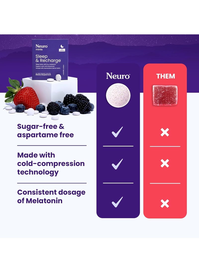 NeuroGum - Melatonin 5mg Sleep & Recharge Mints (72 Pieces) - Fast Dissolve Melatonin Sugar Free Mints with Lemon Balm & Chamomile for Better Sleep - Image 1