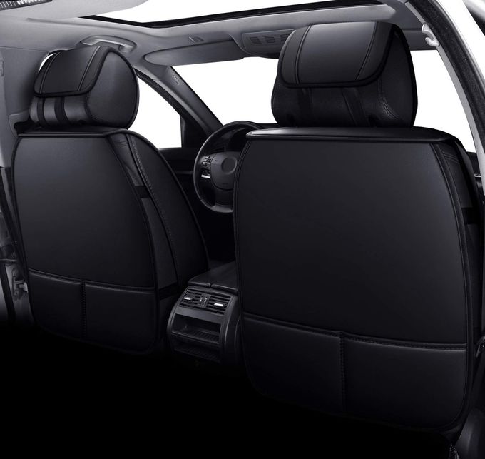 Aierxuan 2 Front Seat Covers For Women Leather Waterproof Universal For Ford Fusion Focus Edge Beetle Kia Soul C300 Cc Hyundai Elantra Outlander Lexus Es350 (2 Pcs Front, Black) - Image 3