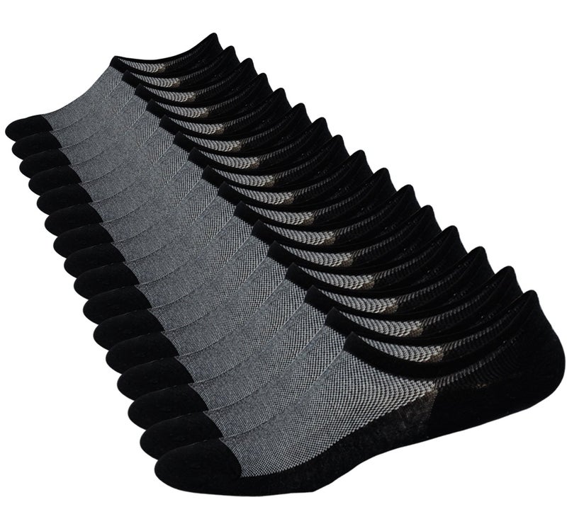 JORMATT 8 Pairs Men's No Show Socks - Sneaker Shoes Mesh Knit Low Cut Comfort Cotton Athletic Casual Non Slip Socks Black, Men Shoes size 10-14 - Image 1