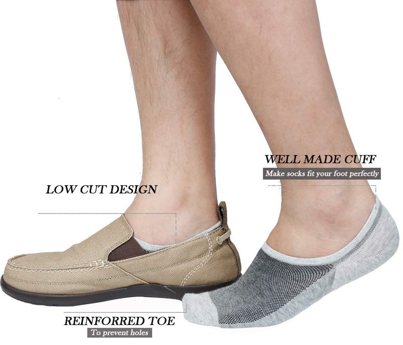 JORMATT 8 Pairs Men's No Show Socks - Sneaker Shoes Mesh Knit Low Cut Comfort Cotton Athletic Casual Non Slip Socks Black, Men Shoes size 10-14 - Image 2
