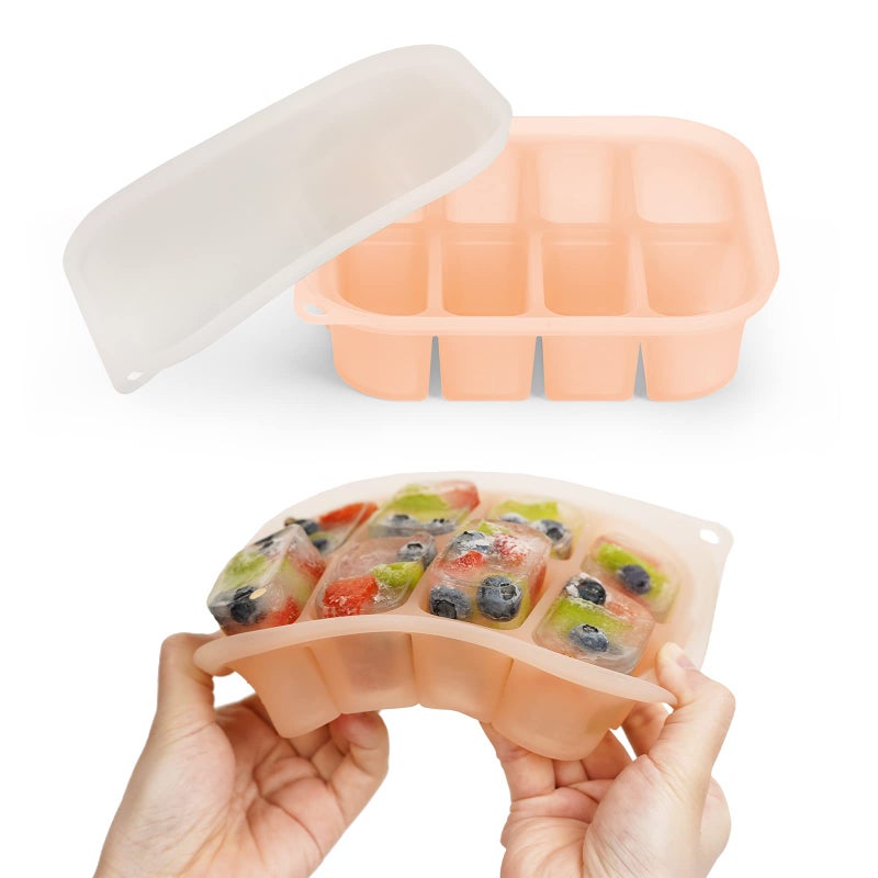 haakaa Silicone Baby Food Freezer Tray with Lid by haakaa - Perfect Storage Container for Homemade Baby Food, Vegetable & Fruit Purees, and Breast Milk, Blush - Image 1