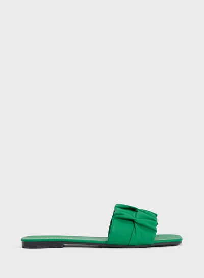 ELLA Ruched Strap Flat Sandal