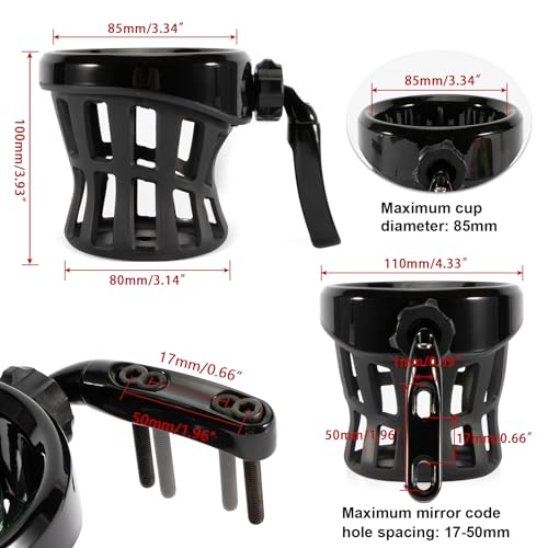 psler حامل كوب مشروبات للدراجات النارية من PSLER، مثبت على المقود، عالمي لدراجة Dyna Fat Bob Touring Road Glide Street Electra Glide Softail 1996-حتى الآن، Goldwing GL1800 2018-حتى الآن - Image 2